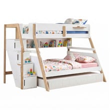 Ethan Single Over Double Bunk Bed with Shelves & Double Trundle
